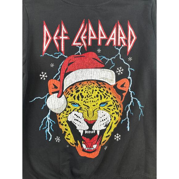 Def Leppard Retro Black Christmas Sweatshirt Sz Women's Large Lightening Rock - Picture 2 of 7